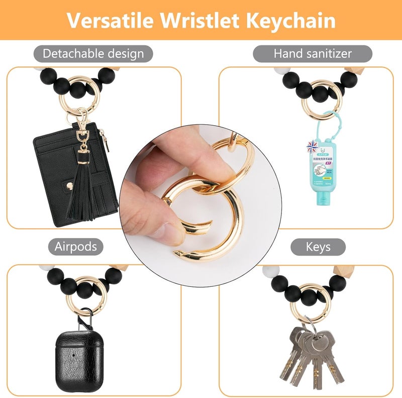 KNGITRYI Wallet Keychain Wristlet for Women,Slim RFID Credit Card Holder Purse Tassel Keychain Bangle Key Ring for Men Women - Image 4